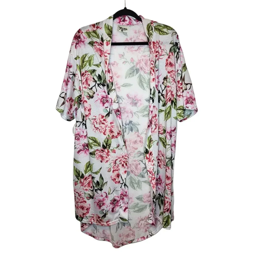 Show Me Your Mumu Pink floral one size robe with tie